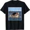 Funny Art and Cat Lover Quote Cat Biting Shark Cool Fat Cat T-Shirt