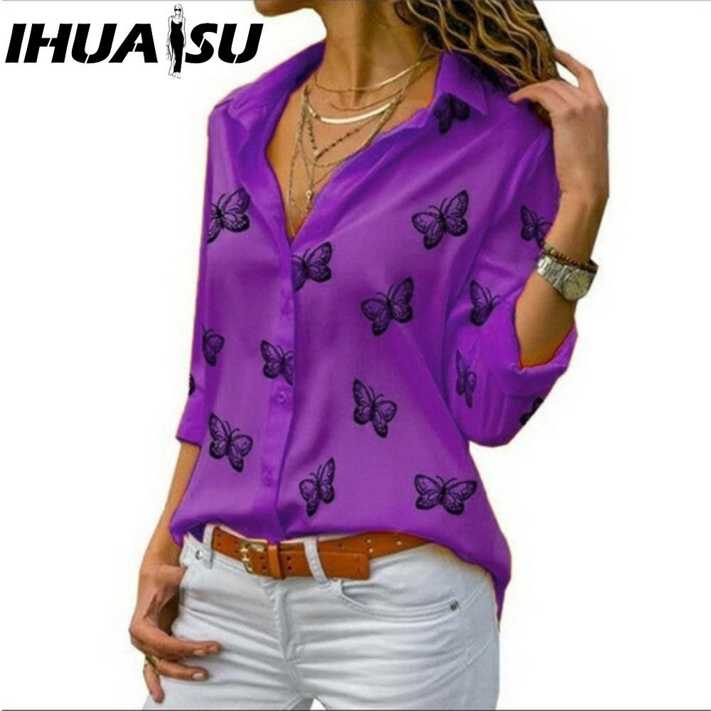 IHUASU Women's Fashion Casual  Long Sleeve POLO Neck Blouses & Shirts