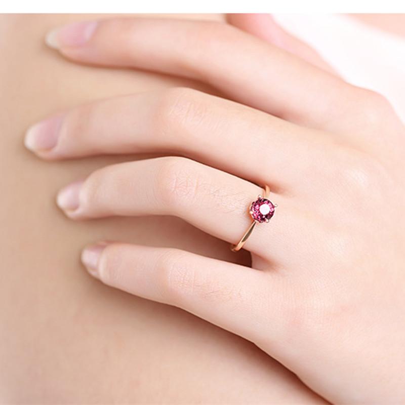 Buyee   CopperFemale Classic Ring Red Crystal Ring Finger for Women Fashion Rose Gold Fine Jewelry Circle Gift