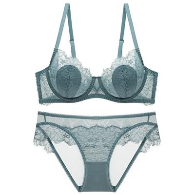 Dámská sexy krajková souprava spodního prádla velkých velikostí průsvitná podprsenka a kalhotky tenká prodyšná souprava spodního prádla