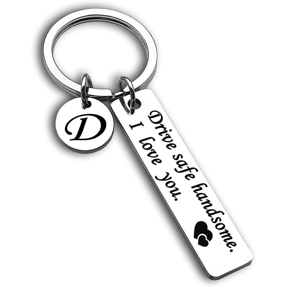 Roestvrij Stalen Drive Safe Sleutelhanger met Gegraveerde Letter Hanger