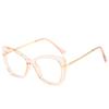 Cat'S Eye Crystal Cut Glasses Frame Trendy With Tr Spring Leg Flat Mirror Retro Frame