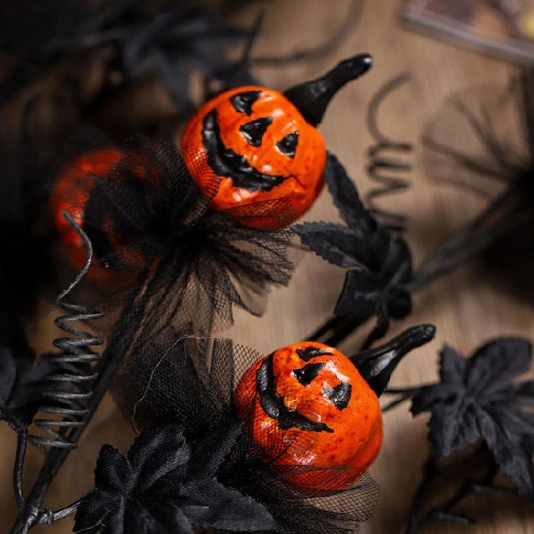 Halloween Centerpieces Black Pumpkins Floral Arrangement Adjustable Stem Plastic Decoration For Themed Parties Family Gatherings