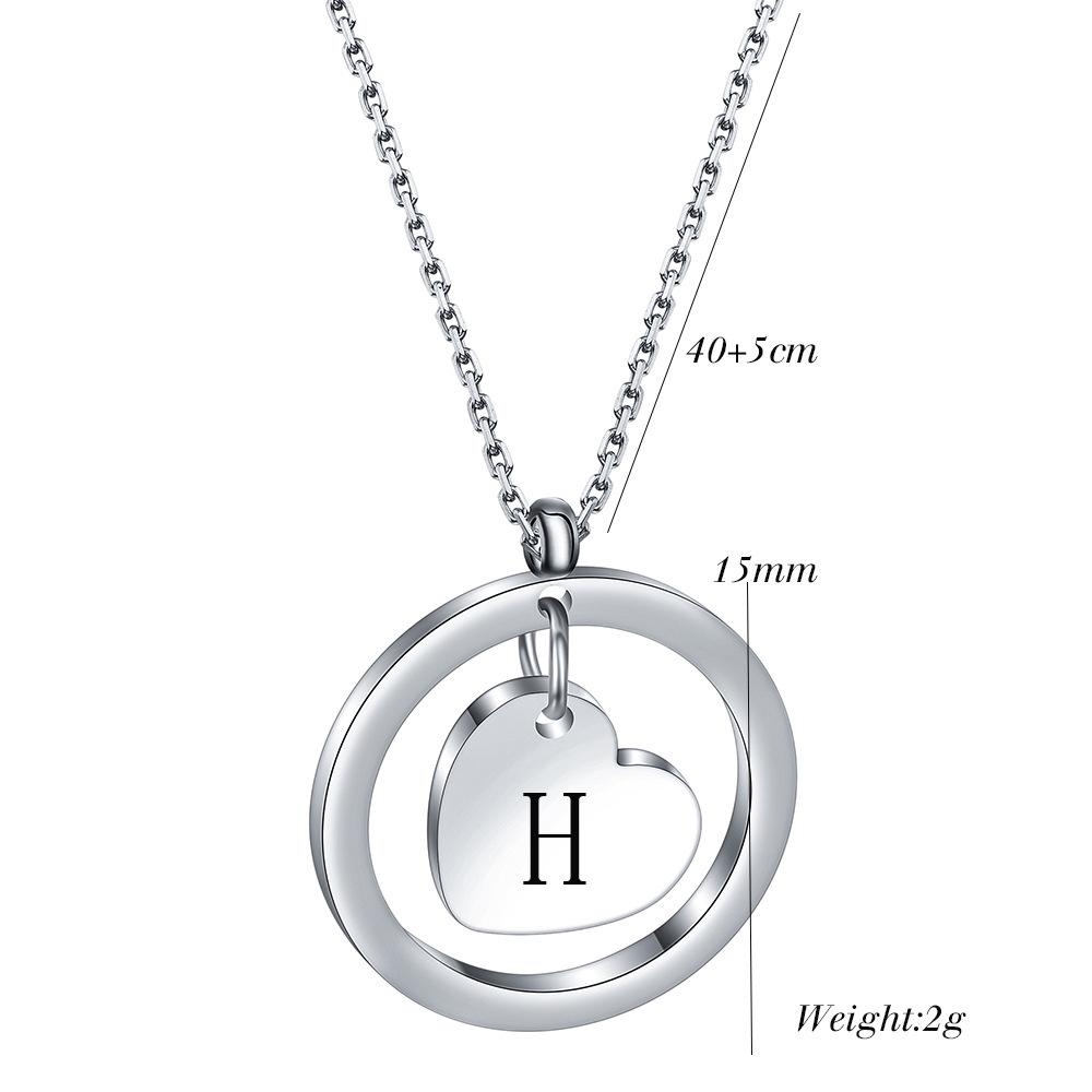 Round Heart Initial Necklace, 304 Stainless Steel, Custom Engraved, 26 Letters, Gift for Women