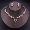 Exquisite Dangle Earrings and Necklace for Women Elegant Jewelry Set Flower Design Shining Rhinestone Necklace Set Wedding