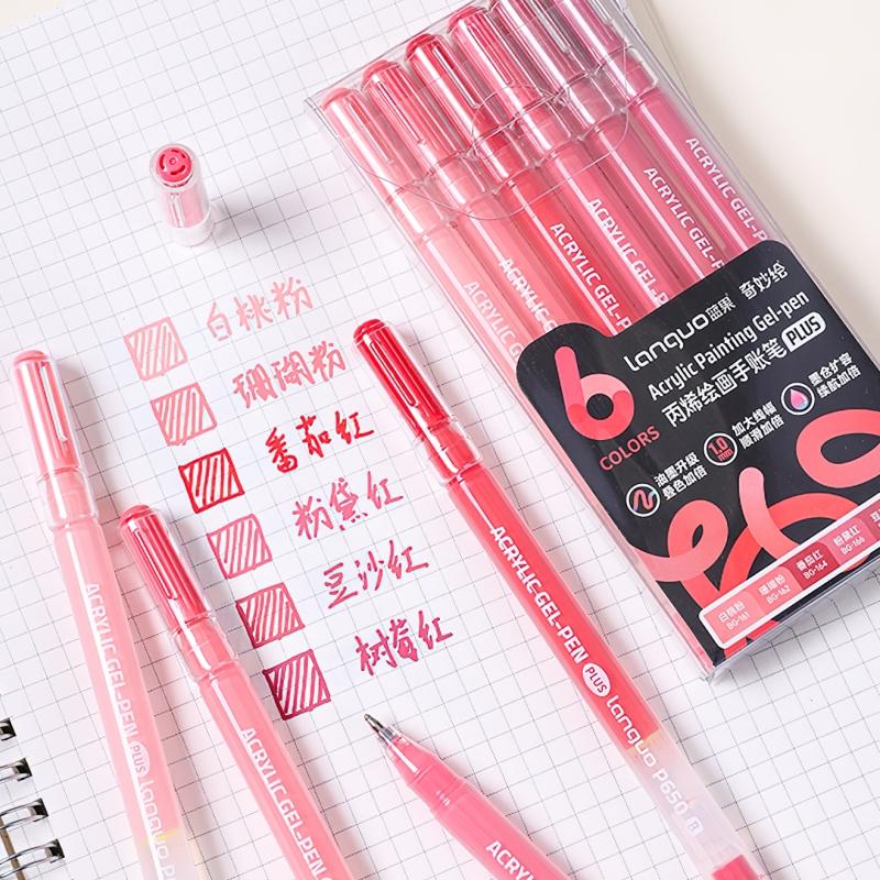 6pcs Acrylic Paint Markers Gel Ink Vintage Marker Liner 1.0mm Fine Tip DIY Craft Painting Drawing Stationery Gift