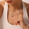 18K Gold Titanium Steel Women's Necklace with French White Mother-of-Pearl Star, Moon, and Round Pendant.