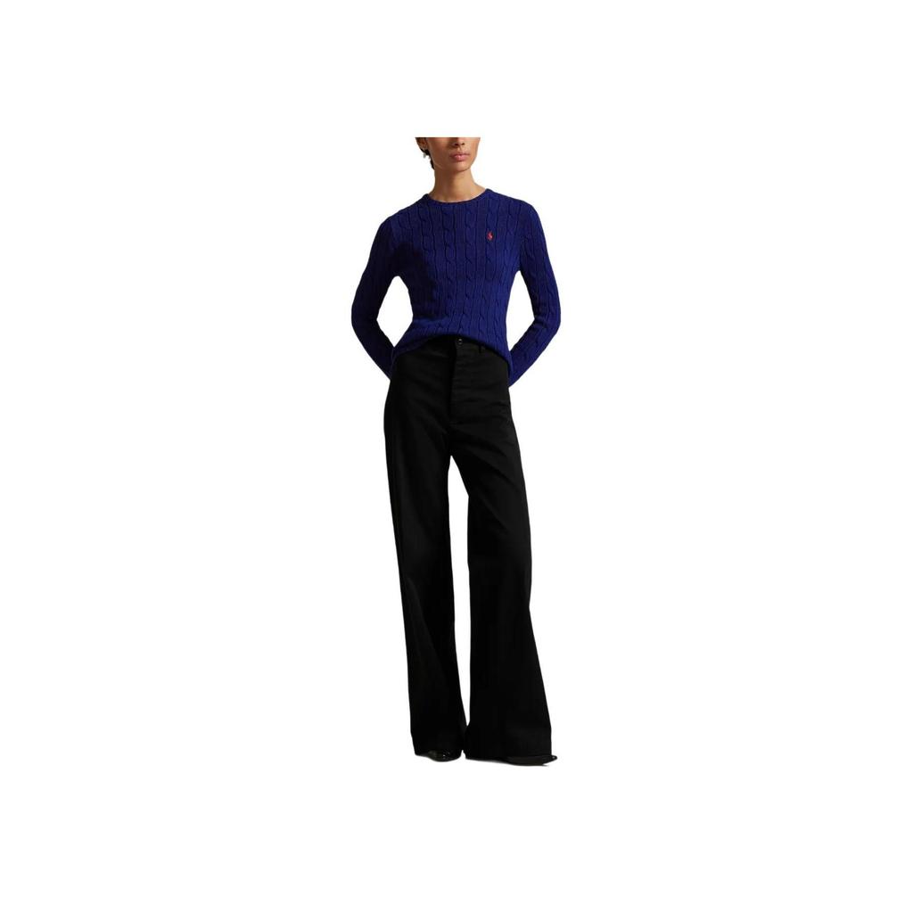 Polo Ralph Lauren Crew Neck Embroidered Pony Logo Long Sleeve Knit Top Women tops 211971869-022