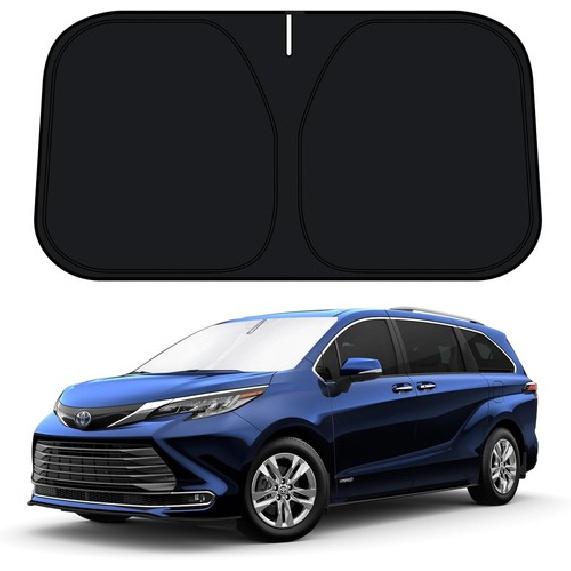 Windshield Sun Shade for Silver & Black-Fit -2025 Toyota Sienna