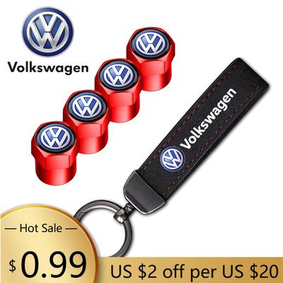 Para VOLKSWAGEN VW Tapa de Válvula de Rueda de Coche Cubierta Llavero de Cuero para Llave de Coche Llavero Para Volkswagen GTI Golf Tiguan Jetta Transpo
