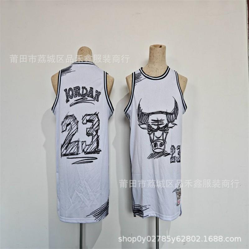 Basketball Jersey Men Women Cotton Team Sport Shirt Kobe Bryant 24 Pink Bulls 23 Sketch Black Custom Fan Apparel