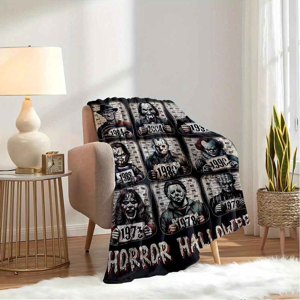 1pc Horror,Halloween,CharactersTheme Digital Printed Flannel Blanket, Super Soft Plush Fleece Bed Cover, Multi-Function Four Seasons Hypoall