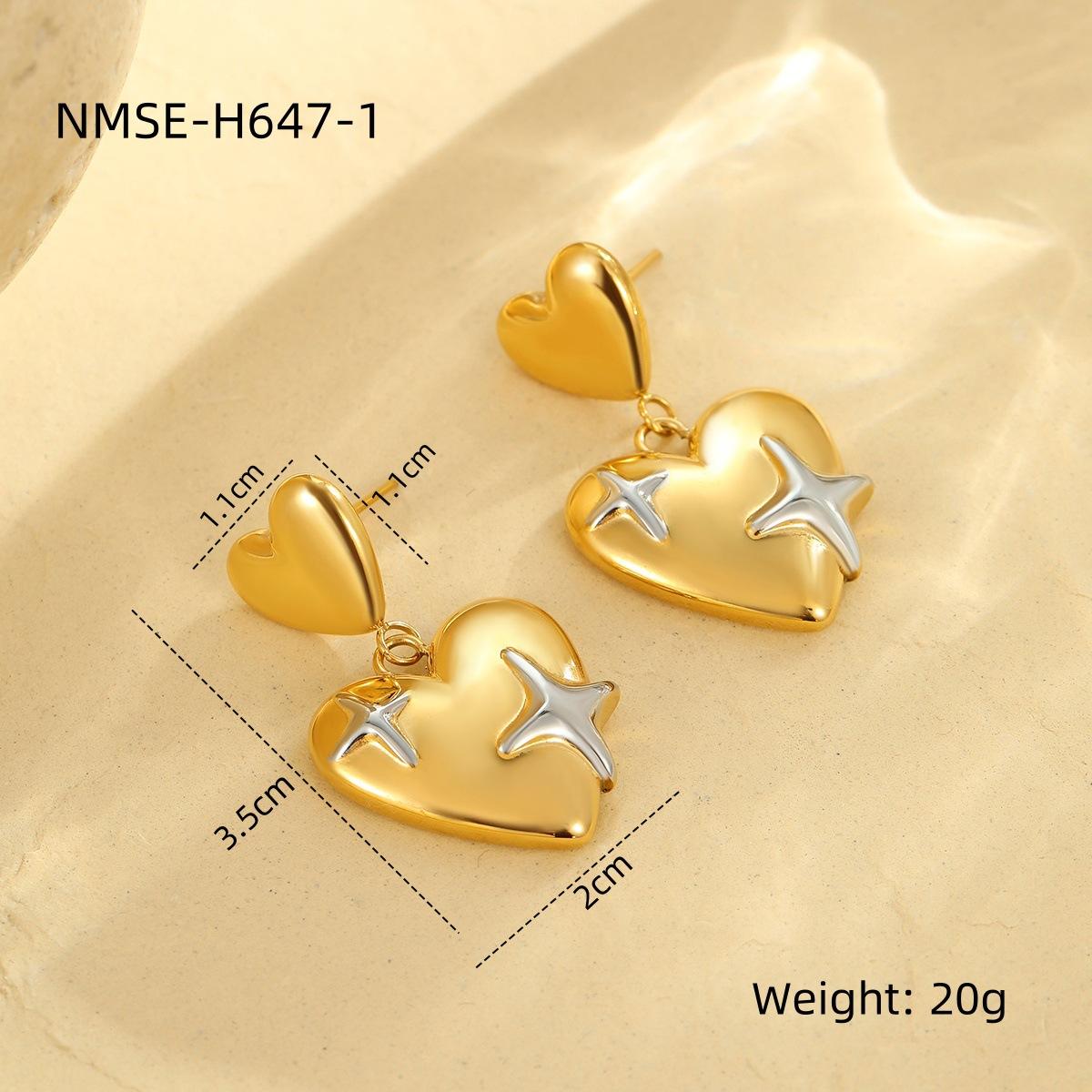 GEMCHIC Women s Double Heart Titanium Steel Earrings Wrinkle Texture Fashion Vintage Versatile Ear Decor