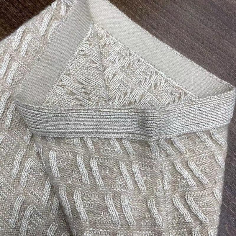 Silk-Cashmere Blend Jacquard Knit Top & Pencil Skirt Set for Women
