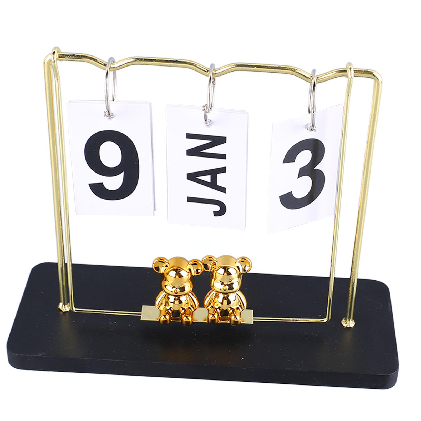 

Медведь Деревянный Металлический Календарь Ежедневный Календарь Многоразовый Вечный Календарь Настольный Календарь чёрный