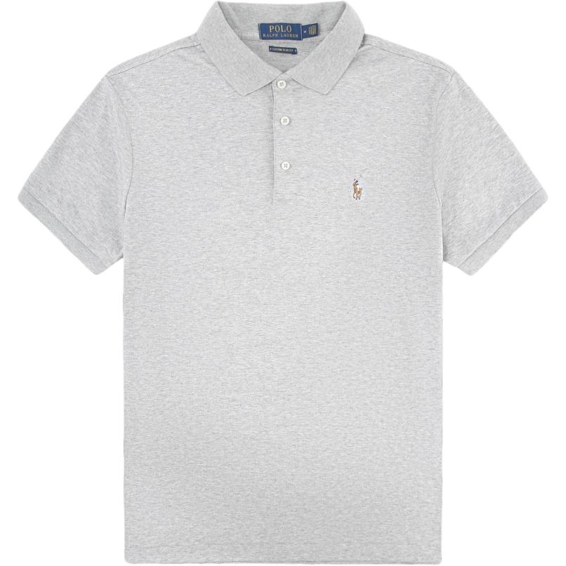 

Polo Ralph Lauren Мужская рубашка поло Custom Slim Fit однотонная с вышивкой маленького пони, топы, цвет Андовер-Хезер-Грей, MNPOKNI1N820332-020 XL