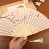 Magnolia Pattern Folding Fan Antique Handheld Fan Elegant Decorative Fan  Cheongsam Matching