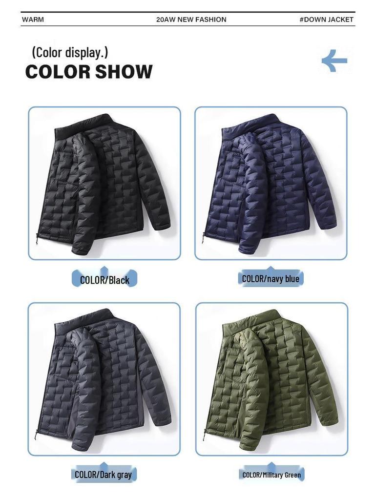 Leichte Daunenjacke für Damen und Herren mit Stehkragen für den Winter - Weiße Entendaune, Modischer Lässiger Warmer Mantel