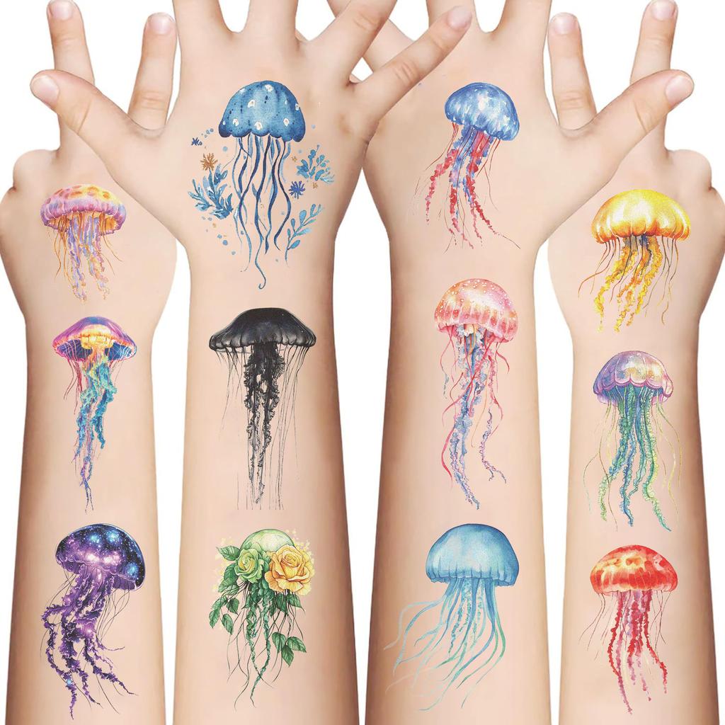 Cartoon new jellyfish tattoo stickers waterproof holiday party party children disposable DIY tattoo stickers