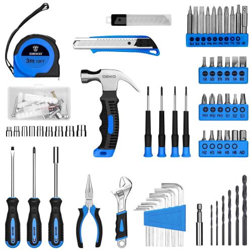 DEKO 126-Piece Tool Set with 8V Electric Drill, Perfect for Home Improvement, DIY, Furniture Assembly, Home Maintenance, and Repairs, Includes a Conve