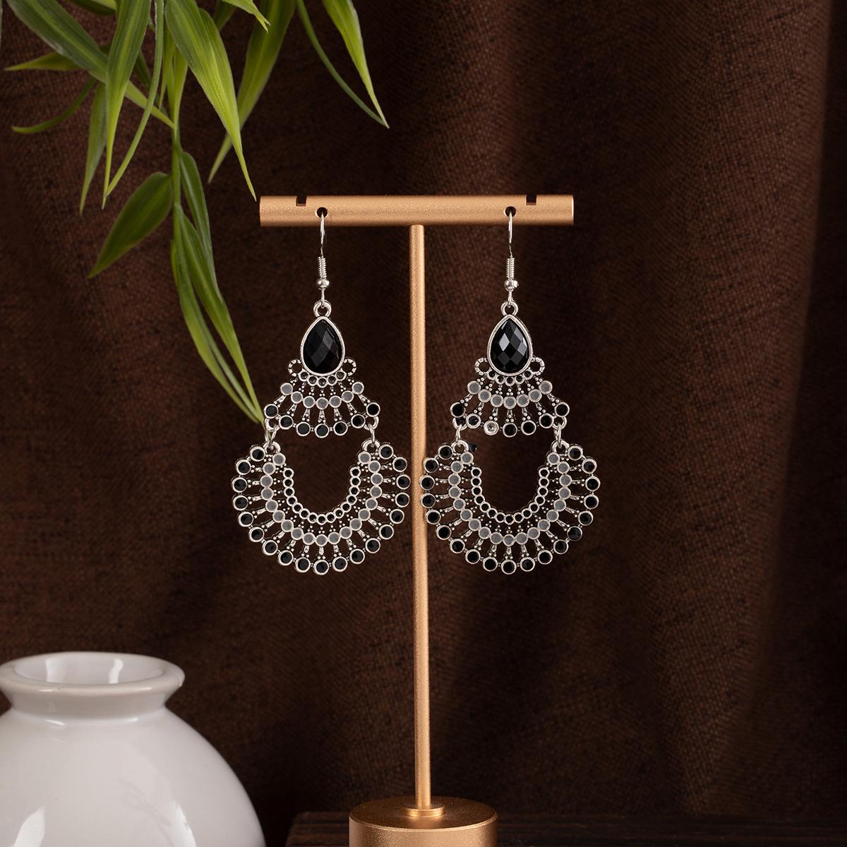 Bohemian Retro Tassel Earrings with Turquoise and Colorful Water Drop Design