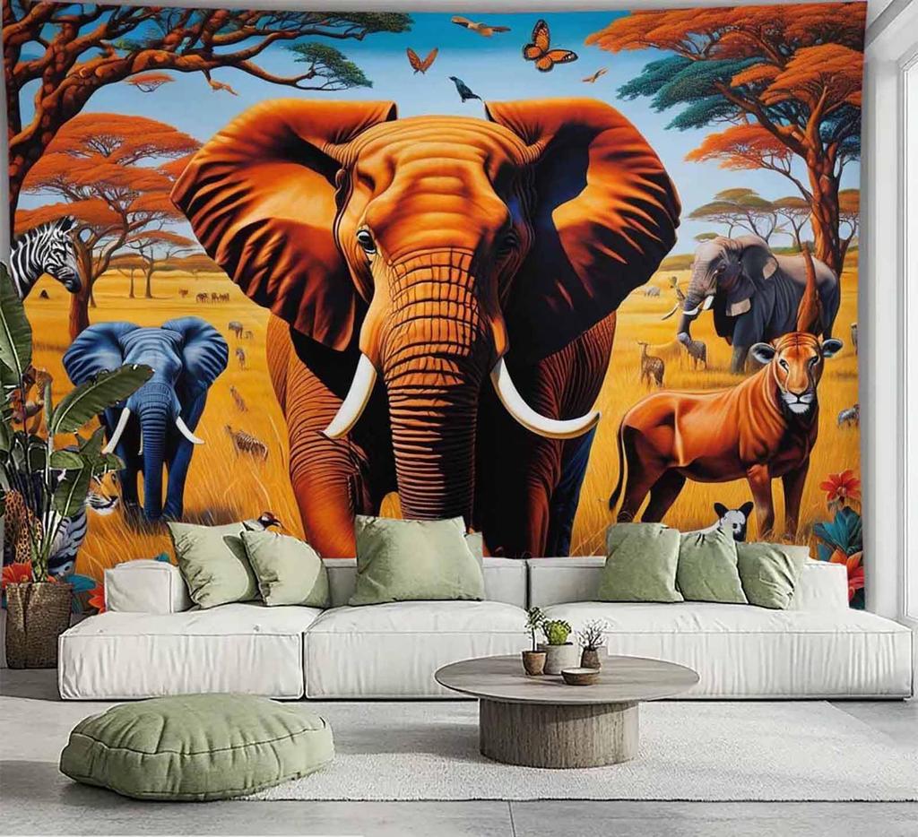 3D Fierce Bear Breakthrough Wall Art Tapestry, Aggressive Powerful Animal Print Poster Wide Wall Hanging For Bedroom Living Room