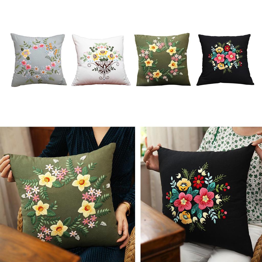 DIY Embroidery Pillow Covers Kit Home Decor Pillow Case Kit Cross Stitch Kits for Sewing Supplies Wedding Sofa Kids Decorative