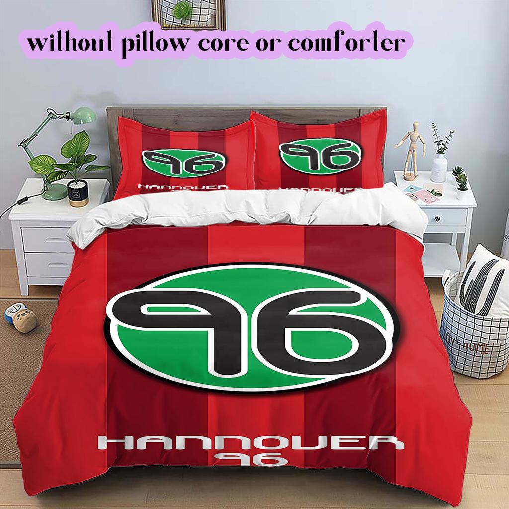 Hannover 96 Pattern Bedding Quilt Set Quilt Cover Pillowcase Home Decoration Birthday Gift (1 * Duvet Cover + 2 * Pillowcase, Without Core)
