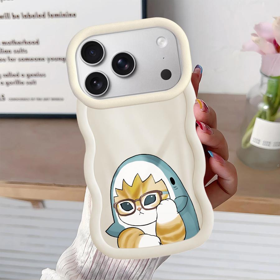 Case for iPhone 18 13 15 Plus XR 17 Air 16 Pro Max 11 14 8 12 Soft Phone Cover Shark Cat