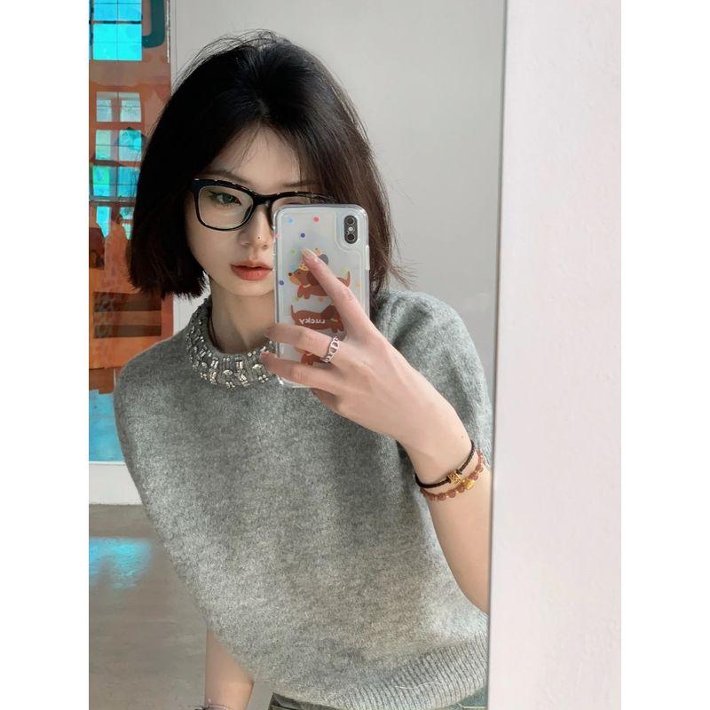 

Miu Весенняя футболка с коротким рукавом на шнуровке, необычный свитер Grey XL [Recommendation 115/65.00kg]]
