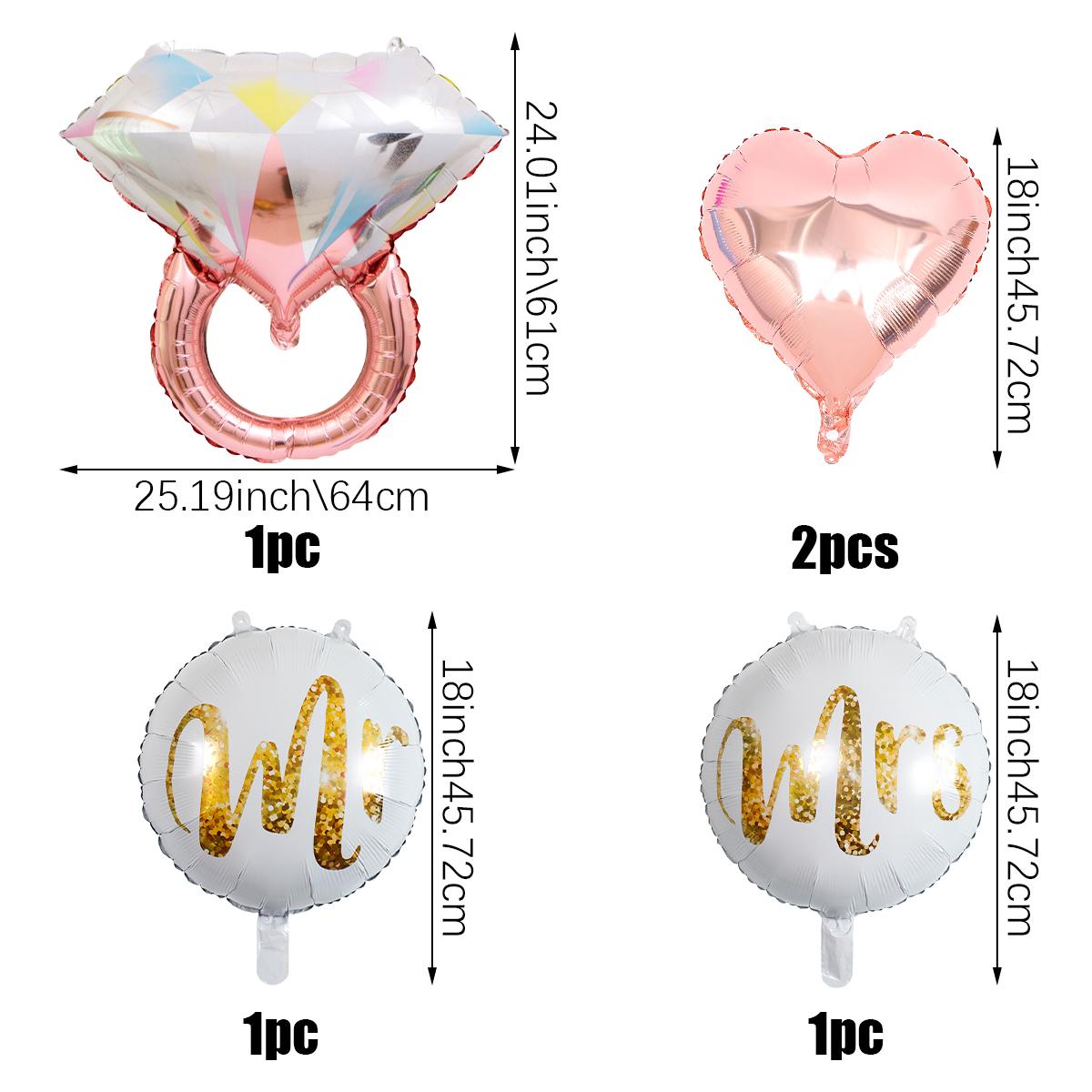 

5шт весільні кульки Mr. і місіс. повітряні кулі з алюмінієвої плівки повітряні кулі кільця, річниця весілля, вечірка до Дня Святого Валентина Other рожевий колір золота