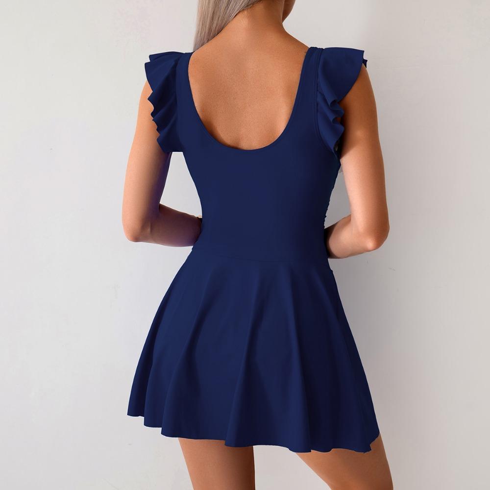 2025 New One-piece Swimsuit Women's Hot Spring European and American Sports Skirt Conservative Large Size Swimsuit