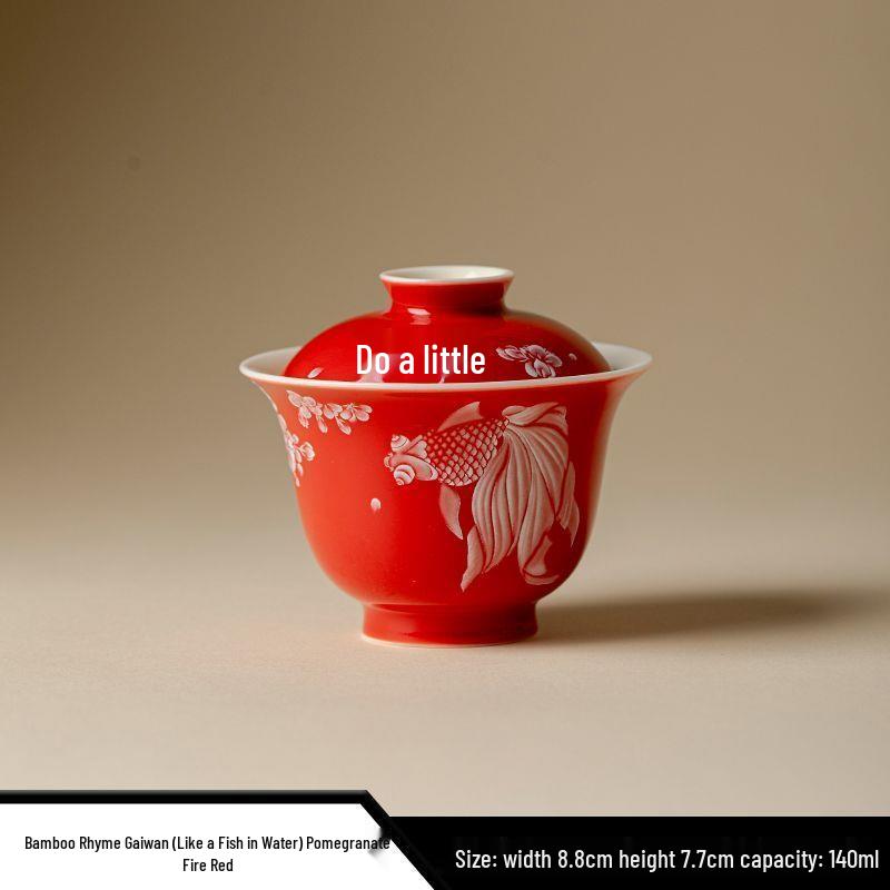 Vibrant Ceramic Gaiwan Tea Set: Two-Piece Kung Fu Tea Bowl for Ladies, Perfect for Fresh, Individual Brewing