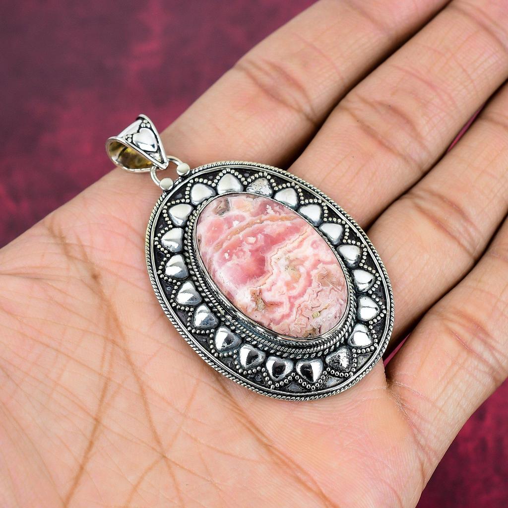 Rhodochrosite Jewelry, 925 Solid Sterling Silver Pendant, Handmade Gemstone Jewelry Pendant, For Memorial Day