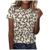 Summer Women's Classic Versatile T-Shirt, Stylish Short-Sleeve Leopard Print Color Block Casual Crew Neck T-Shirt