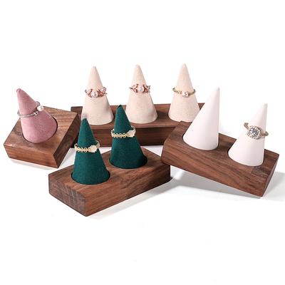 1pcs Antique Walnut Solid Wood Pointed Finger Rack Ring Display Stands Cone Bracelet Stand Home Jewelry Store Display Stand