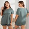 Schlafanzüge in Übergröße für Damen, Rundhalsausschnitt, kurze Ärmel, Hemd und kurze Hosen, Sommer-Pyjama-Set, übergroße Schlaf-Lounge-Wear