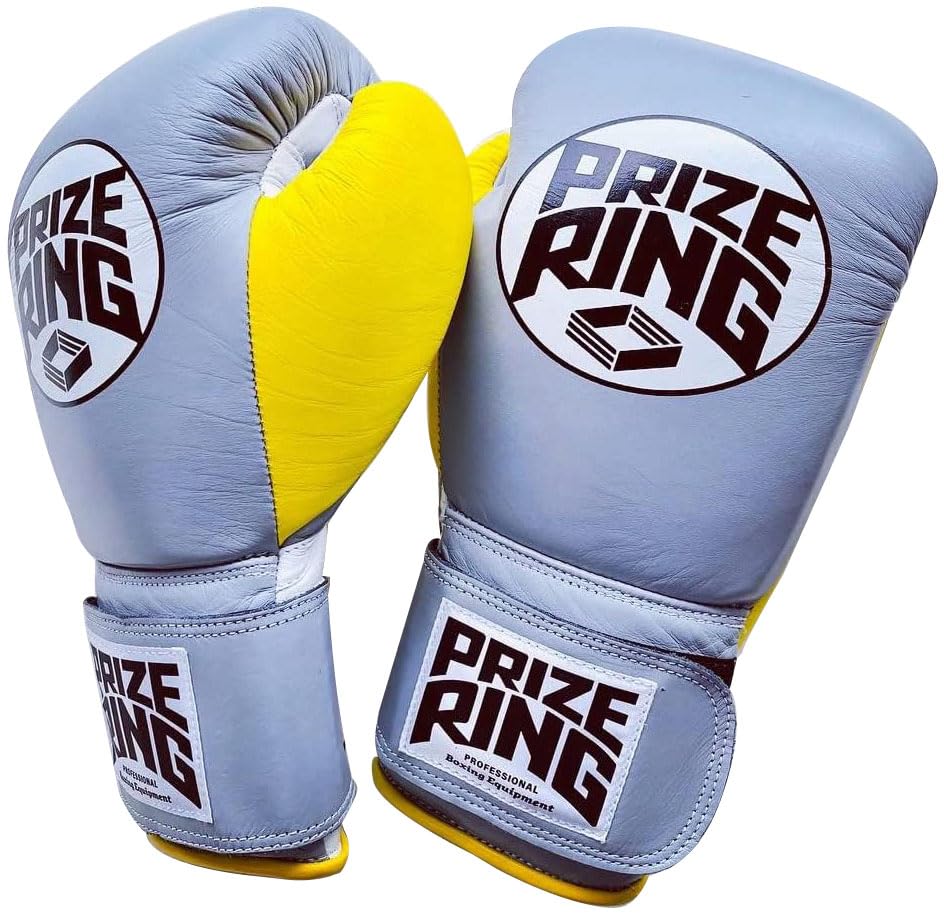 

Перчатки боксерские PRIZE RING «Professional SS» серо-желтые (10 унций) серый