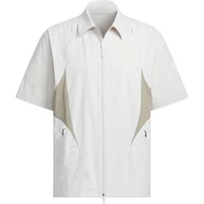 Future Style Zip Sports Casual Color Block Short Sleeve Shirt Men Shirts Light-Gray JL9959