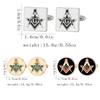Classic Silvery Mens Masonic Symbols Pattern Square Cufflinks Red And Green Colors Freemason Emblem Round Sleeve Button