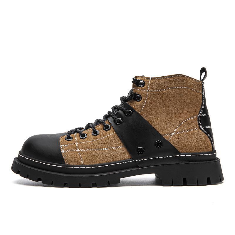 British Martin boots men's 2025 new cowhide medium tube retro tooling boots American flip fur platform leather boots