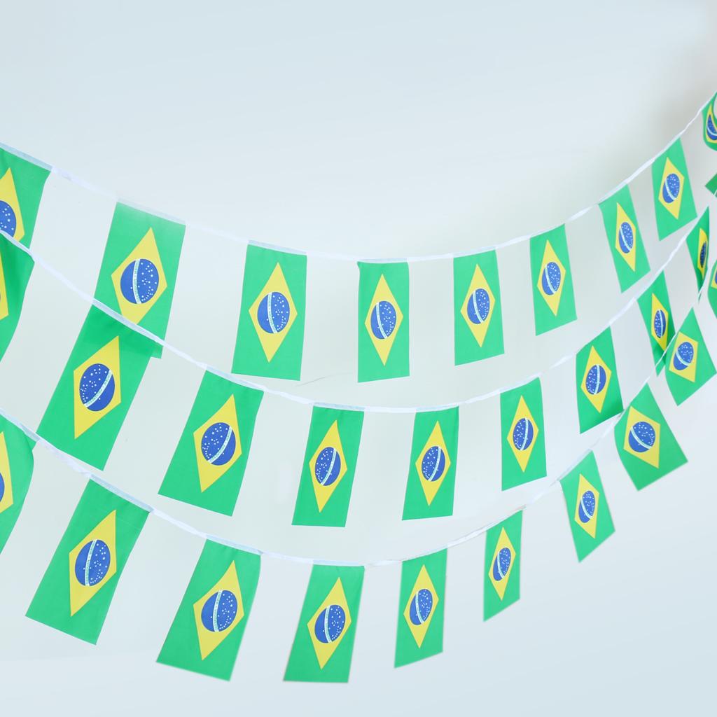 10m Brazilian Country Flag String Bunting Banner Garland Outdoor Garden Decor Pack of 30Pcs