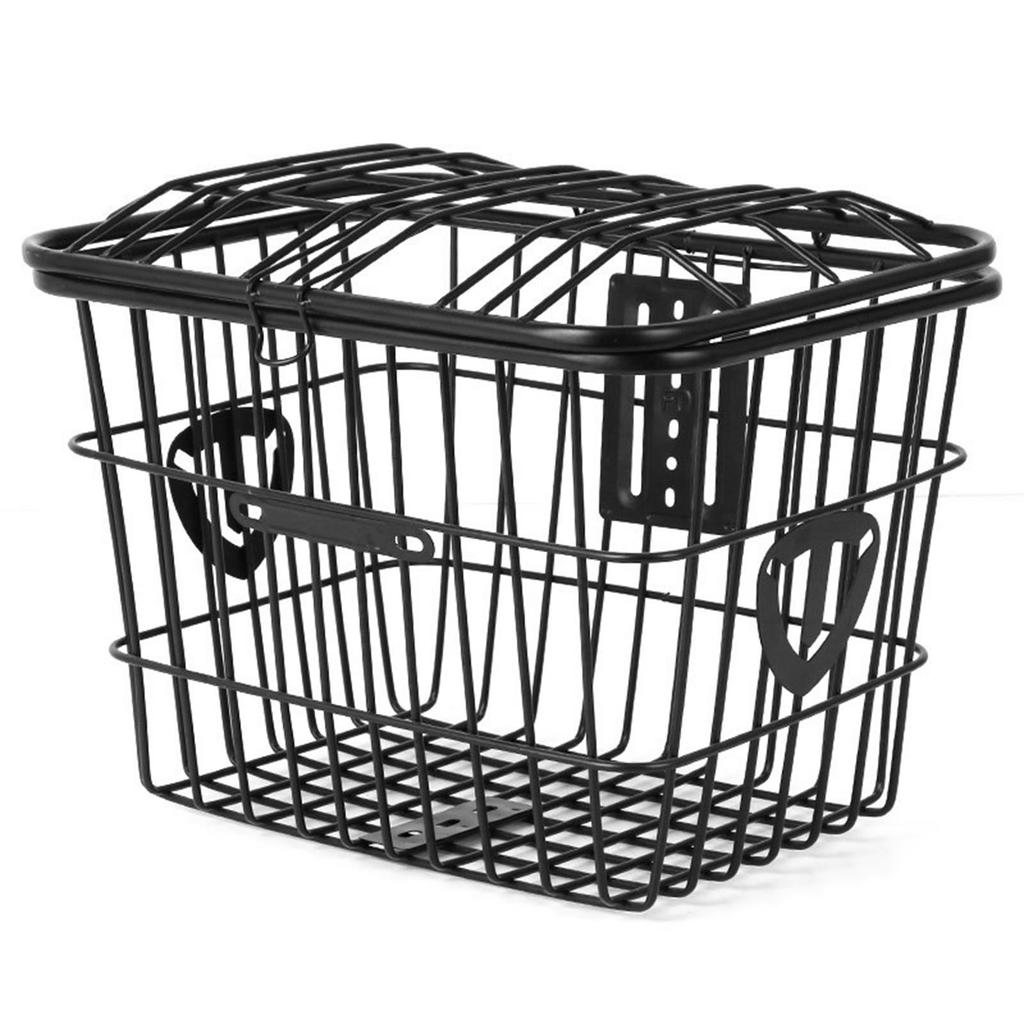 Bike Front Basket Universal Rustproof Strong Load Bearing Large Space Metal Iron Wire Electric Bike Basket for Outdoor
