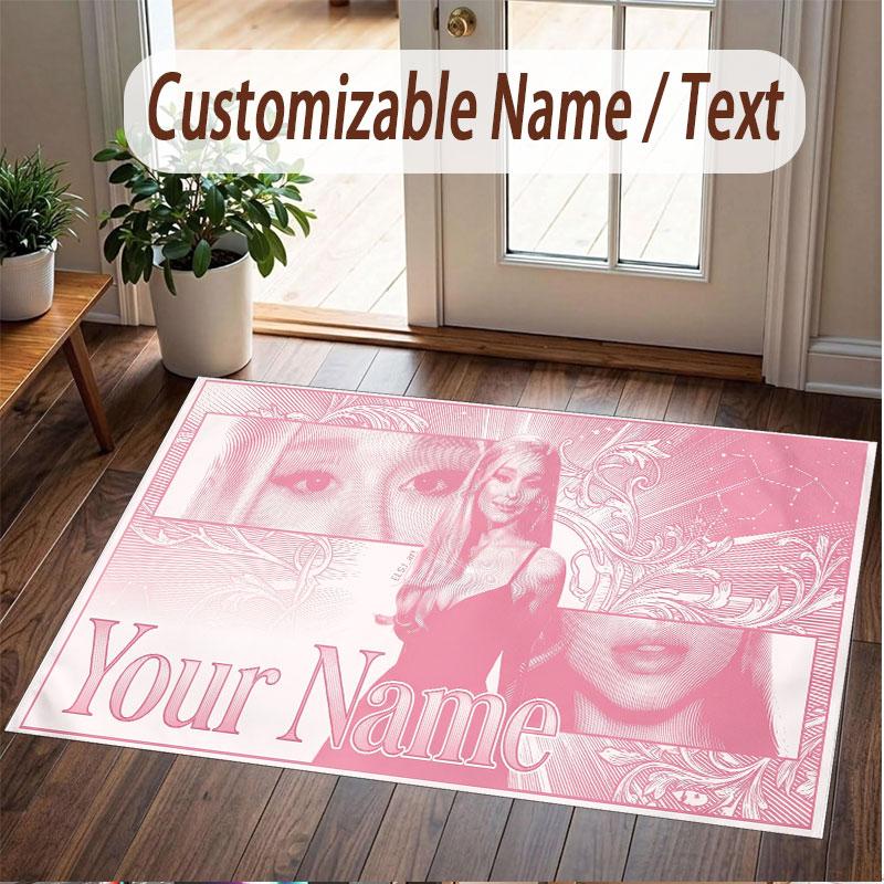 Custom Name Crystal Velvet Rug,Ariana Grande Comfortable Anti Slip Floor Mat For Room Decoration