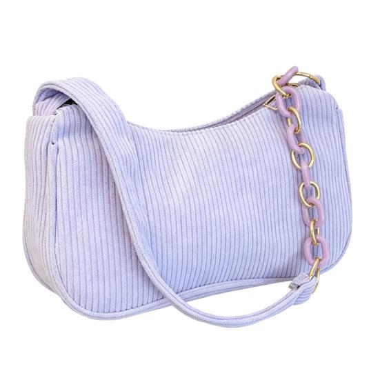Damen Kord Schultertasche Stilvolle Handtasche mit oberem Griff Halbmond Handtasche Einfache Achseltasche für Einkaufen Pendeln Date