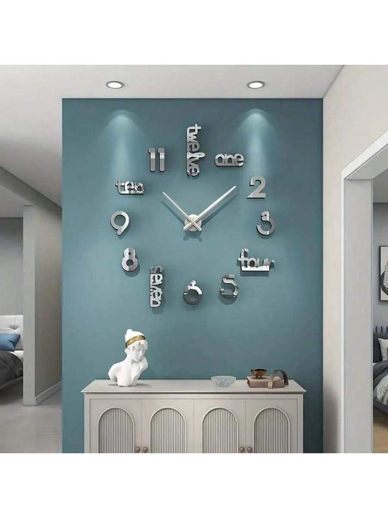 1PC living room decoration large wall clock, 3D decoration wall clock, decorative stickers home living room bedroom office wall