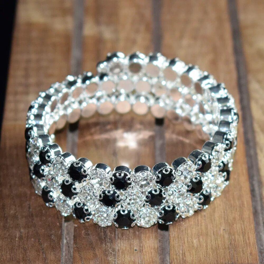 Squisito Bracciale da Sposa con Strass Esagerati per Esibizione sul Palco