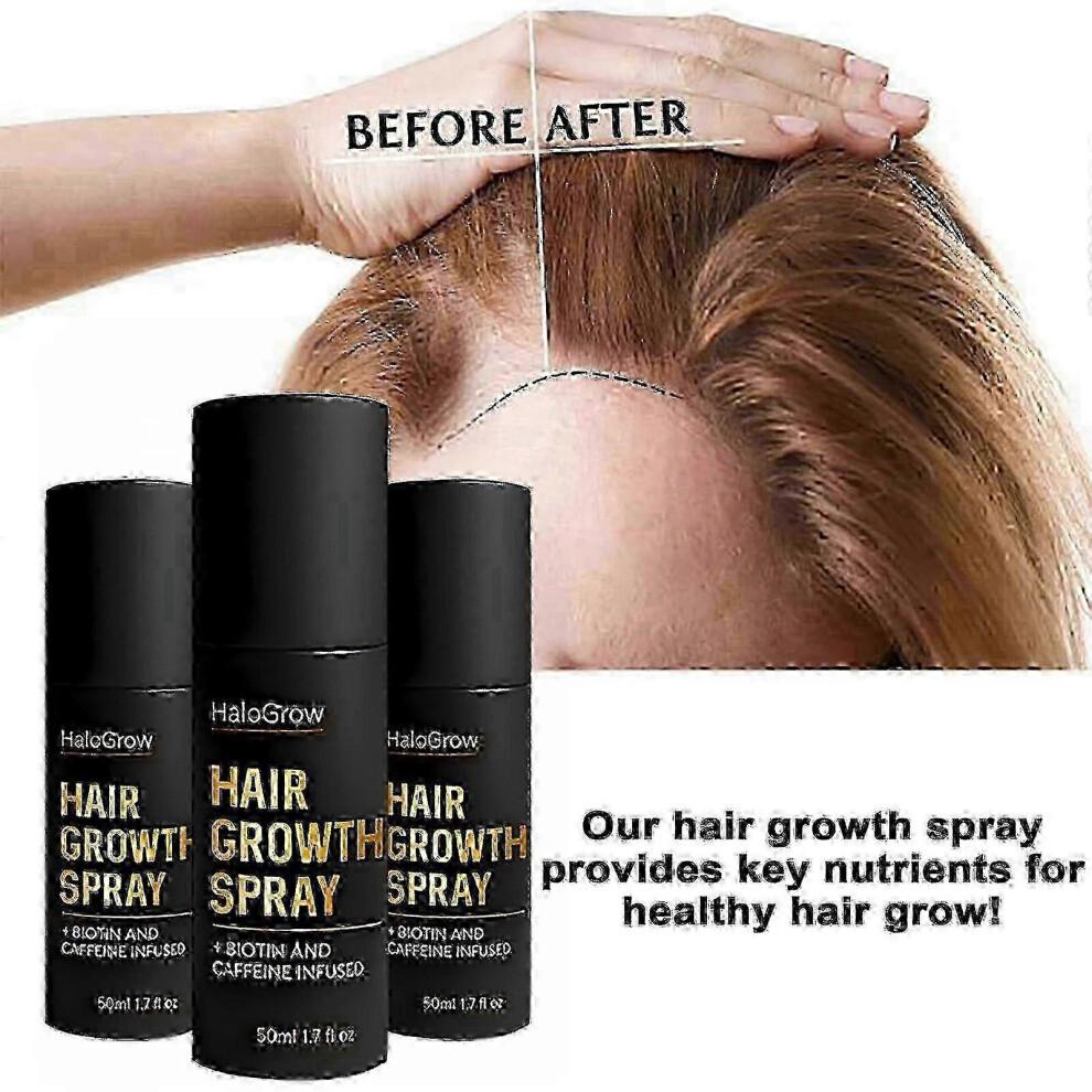 HaloGrow Hair Growth Spray with Biotin & Caffeine - Fast-Acting Hair Regrowth Treatment for Thinning Hair In Men and Women