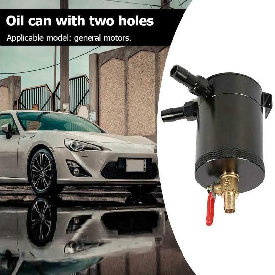 Universal Oil Catch Can Baffled 2-Port Aluminum Reservoir Oil Catch Tank with Drain Valve Fuel Tank Parts