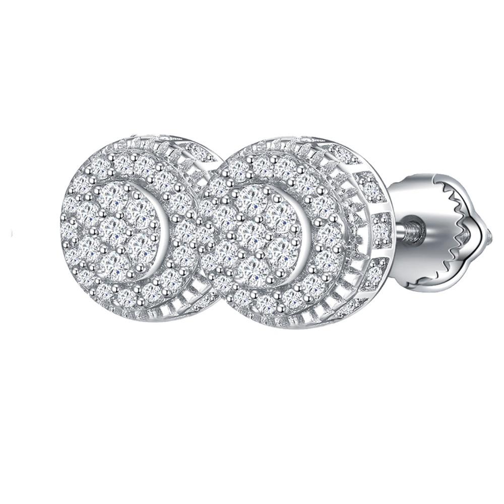 

Серьги с муассанитами, закручивающиеся, круглые, из стерлингового серебра 925 пробы, хип-хоп серьги-пусеты белый